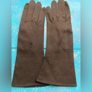 Vintage brown treated cotton tailored gloves